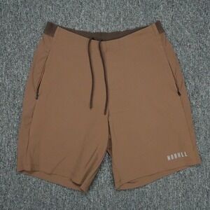 NOBULL Shorts Mens Medium Brown Performance Gym Zip Pocket Training Crossfit
